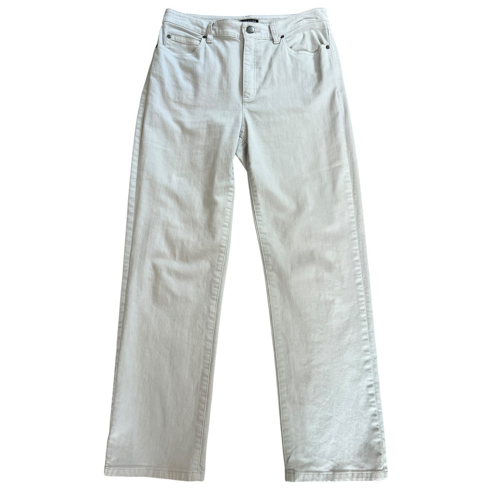 Eileen Fisher White Organic Cotton Jeans Women's Size 6 Straight High Rise Denim